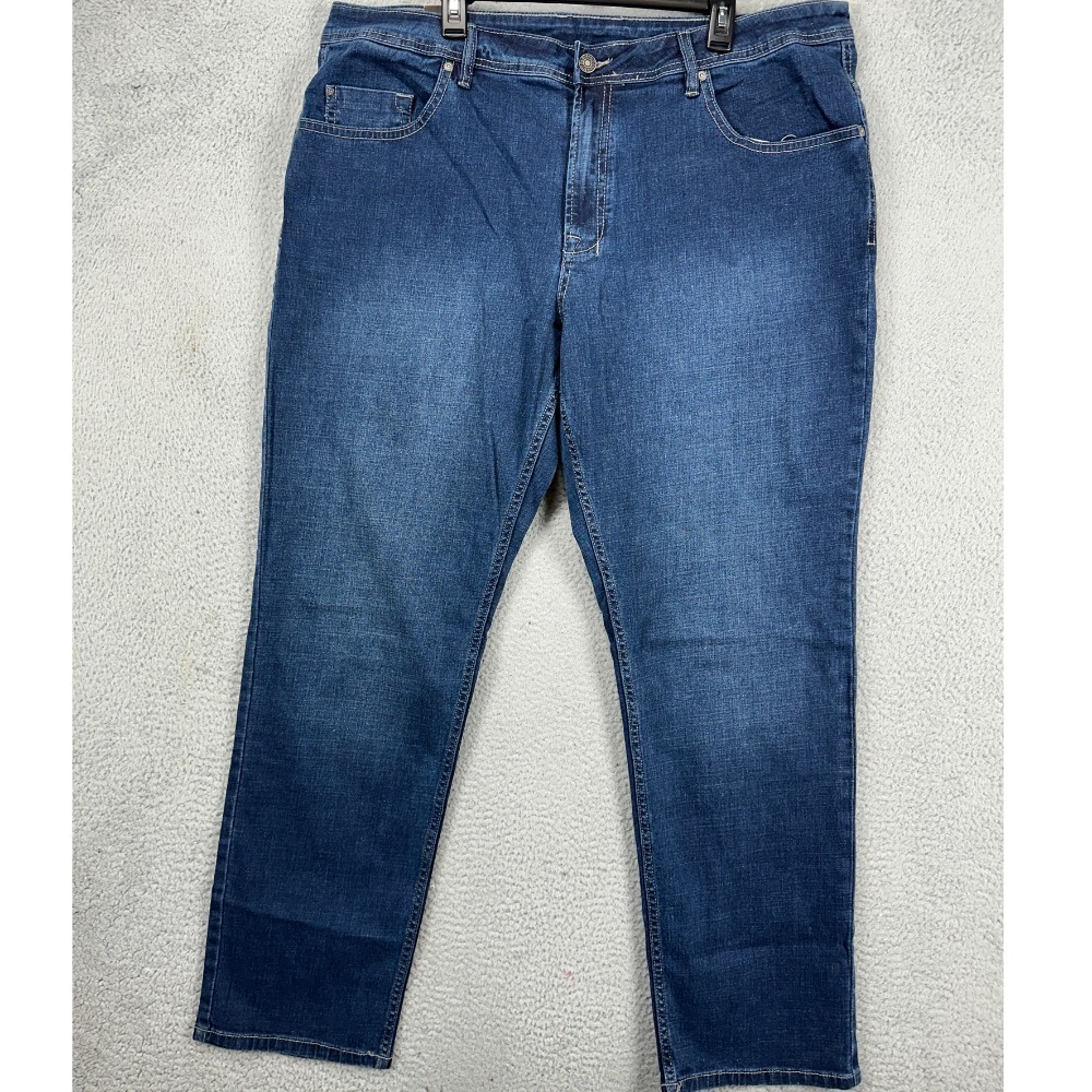 Jackson Straight Jeans Mens 42X32 Blue Distressed‎ 5 Pocket Stretch Denim Pants
